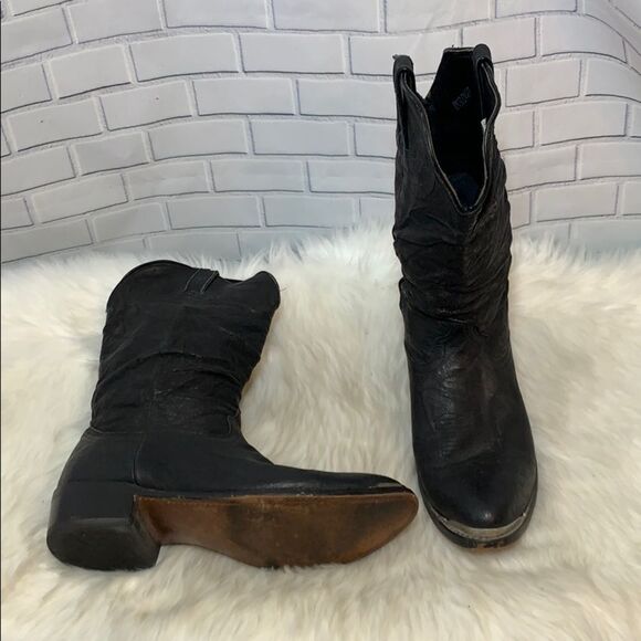 Durango Scrunched Slouch Black Leather BootsSz 10 - Picture 1 of 7